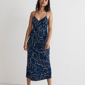 Madewell The Layton Midi Slip Dress in Linear Bloom